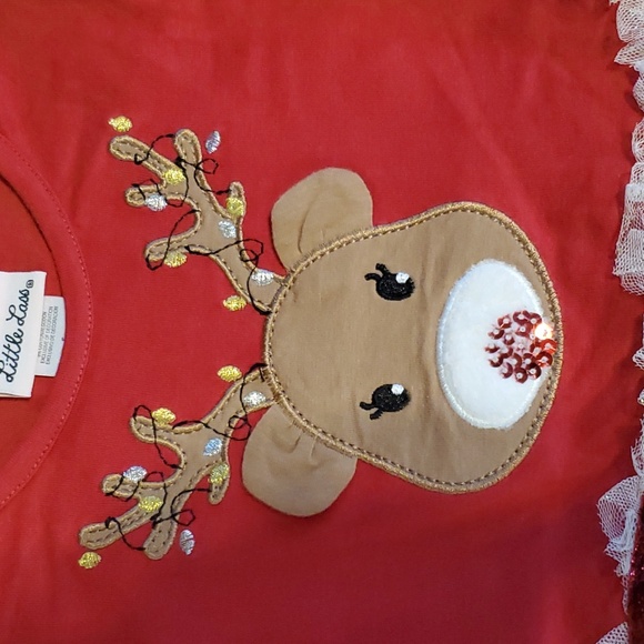 Little Lass NWT Christmas Holiday Outfit Reindeer Rudolph Candy Cane - Picture 2 of 11